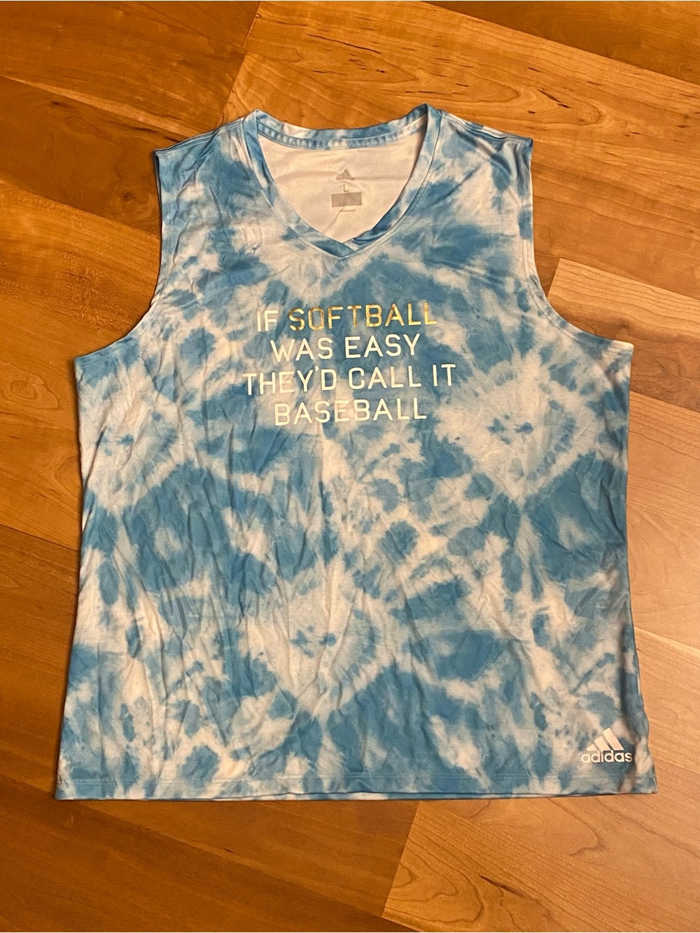 Adidas Blue & White Tie-Dye Softball Tank
